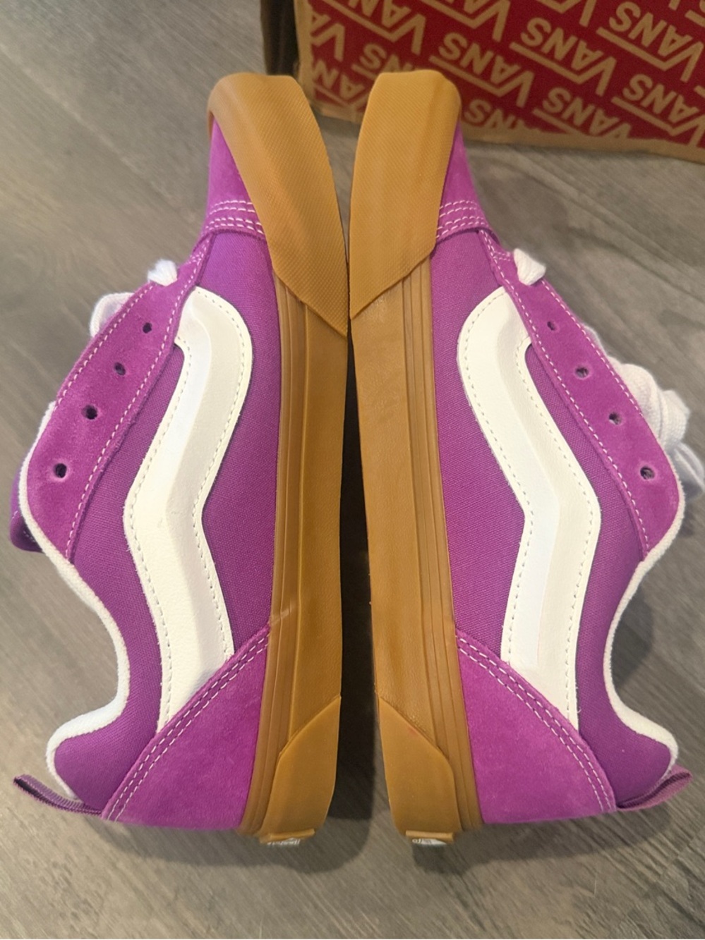 Vans Juniors Old Skool Purple with White Stripe and Gum Sole